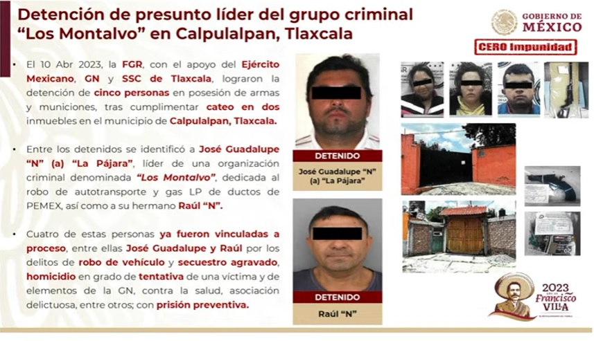 Caen líderes de Los Montalvo por robo y secuestro en Tlaxcala