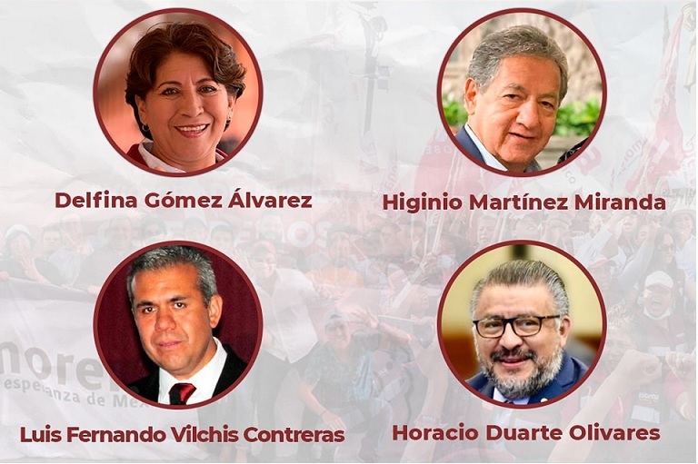 Gómez, Martínez, Vilchis y Duarte van por candidatura de Morena al Edomex