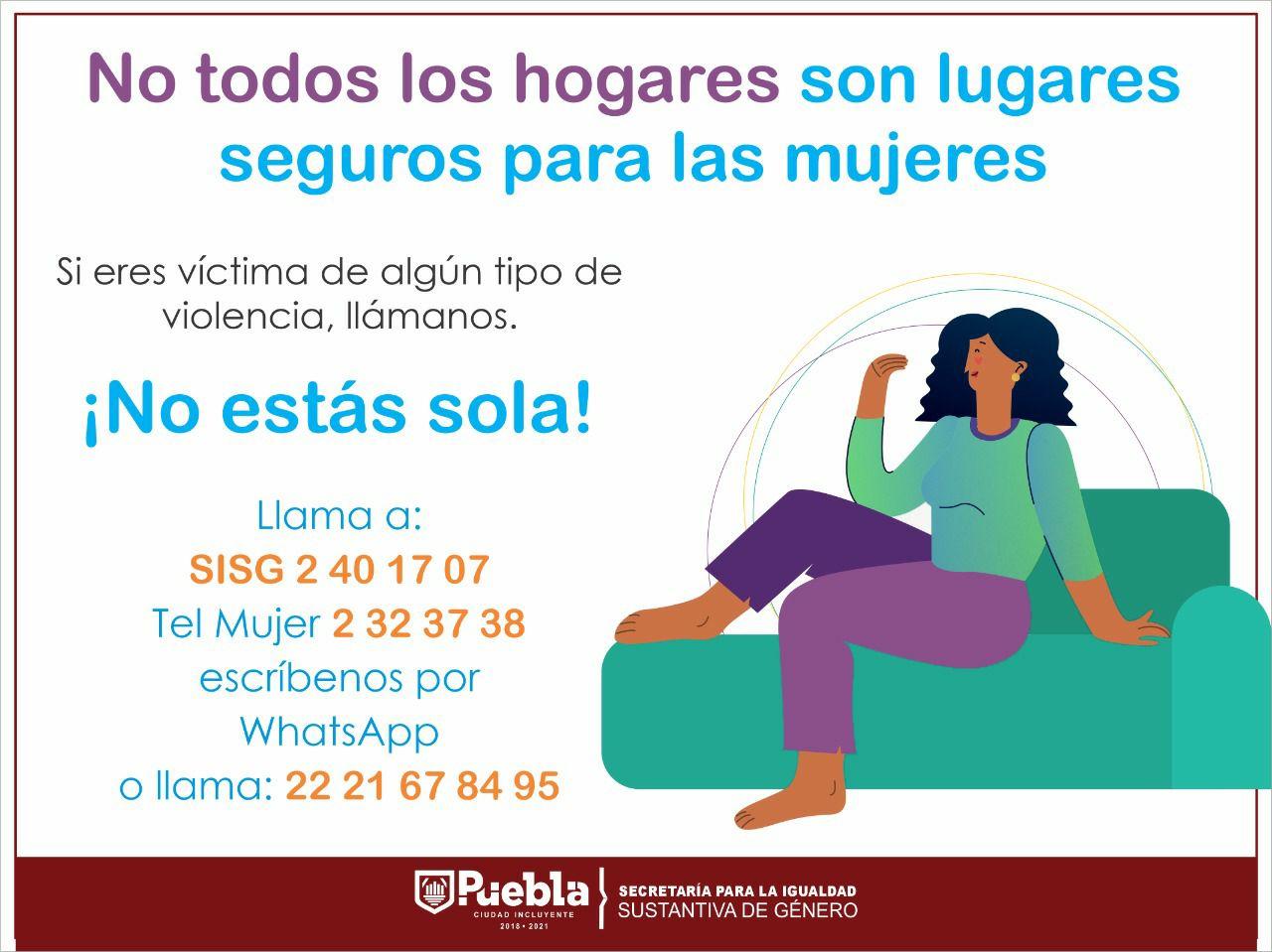 Ayuntamiento de Puebla ha atendido 432 casos de violencia a mujeres durante cuarentena