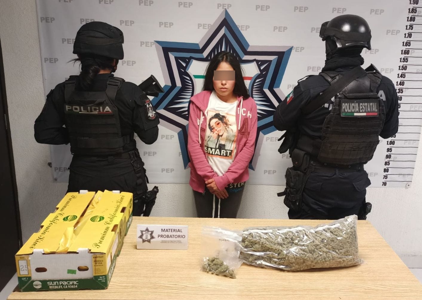 Cae narcovendedora con un kilo de marihuana en calles de Puebla