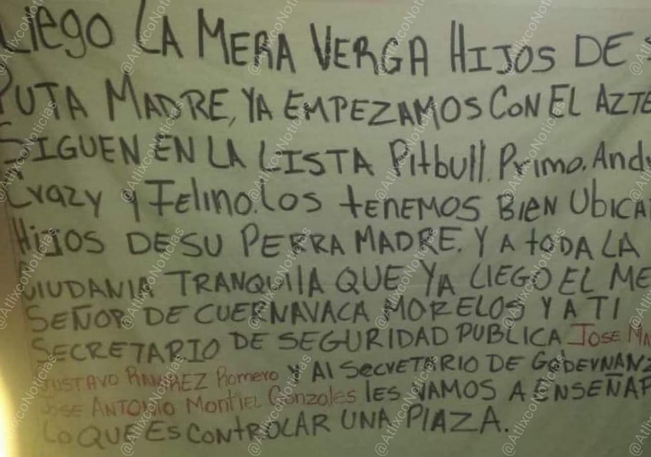 Aparece narcomanta en Atlixco tras muerte de El Azteca