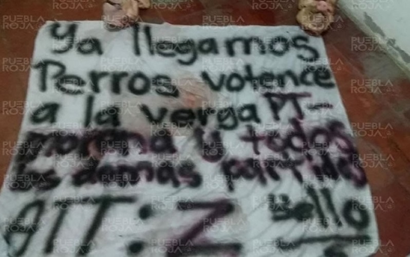 Dejan manta y cabezas de puerco a candidatos de Morena y PT en Cuautinchán