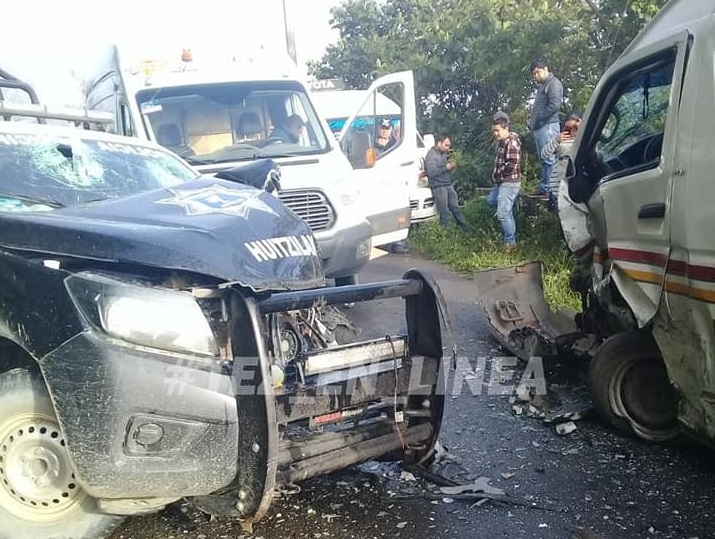 Choca patrulla de Huitzilan de Serdán, deja 4 lesionados