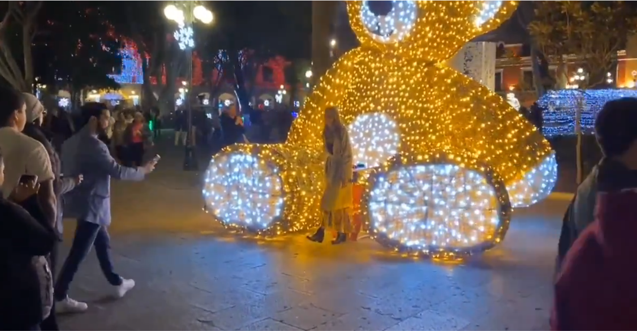 VIDEO Turistas disfrutan de los adornos navideños