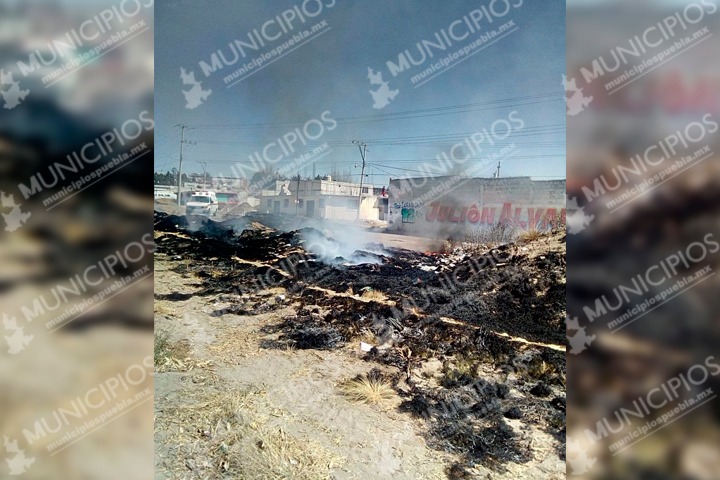 Alarma a vecinos incendio cercano a ductos de Nopalucan