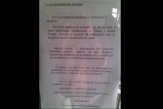 Notarios de Serdán desconocen programa de escrituración gratuita