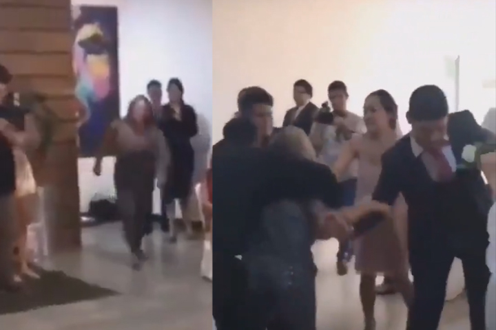 VIDEO Mujer irrumpe boda de su ex para que no se casara