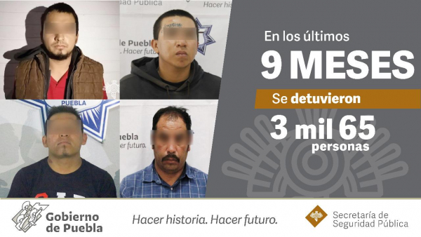 En 9 meses, policía estatal detuvo a más de 3 mil presuntos delincuentes