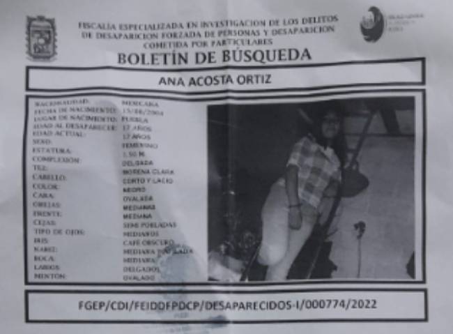 Ana de 17 años desapareció en junta auxiliar de Puebla capital