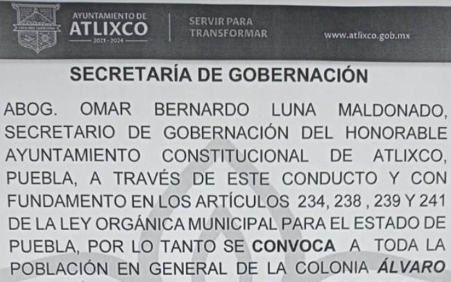 Realizan asambleas en colonias de Atlixco para elegir inspectores