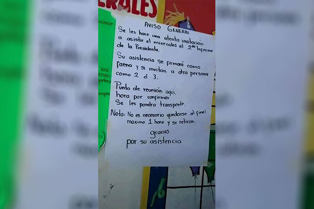 Ordenan a tutores de escuelas de Tehuacán ir a informe de edil