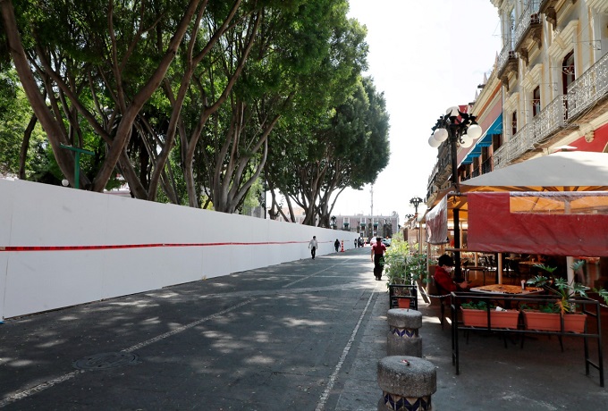 Gobierno de Puebla, pendiente de que se concluyan trabajos en zócalo de Puebla