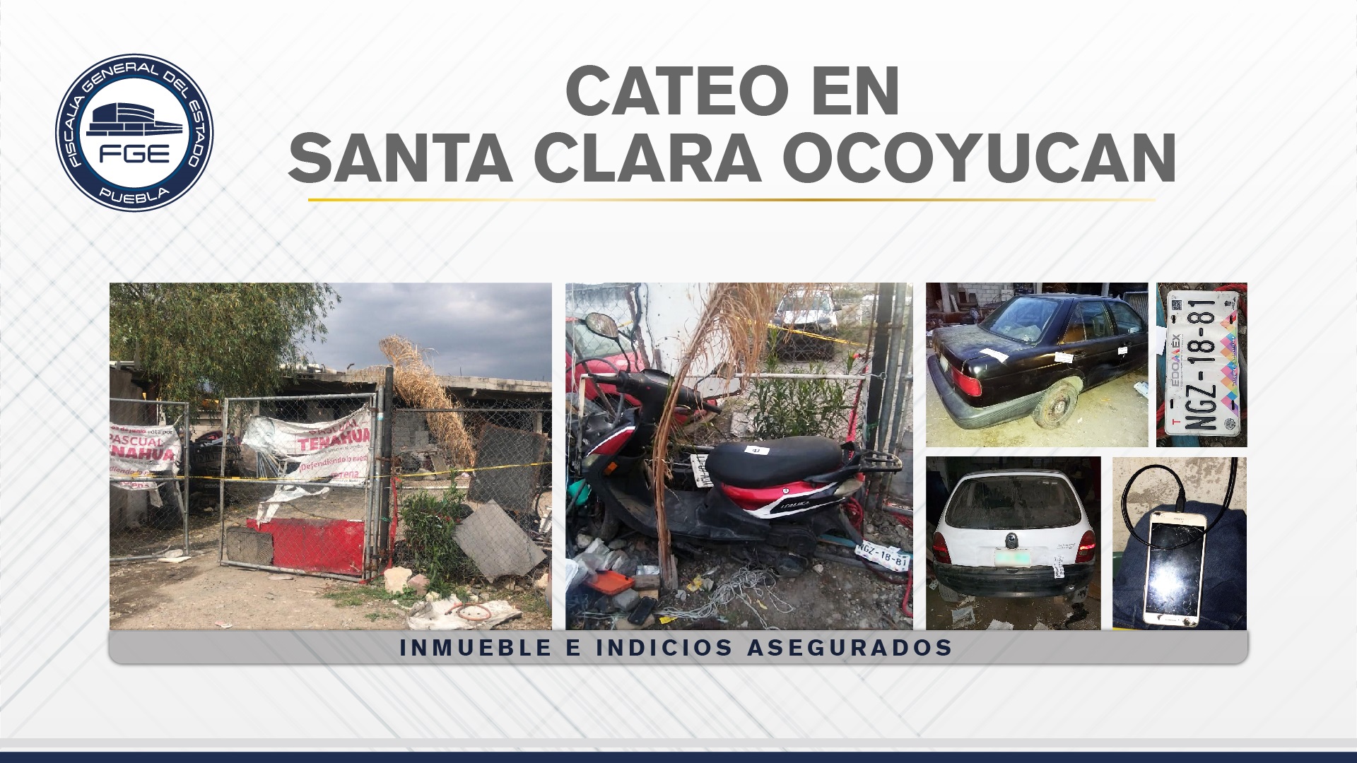 Fiscalía cateó un inmueble con autos robados en Ocoyucan