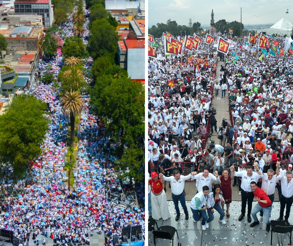 Sheinbaum y Xóchitl cierran campaña en Puebla acompañando a Armenta y Rivera
