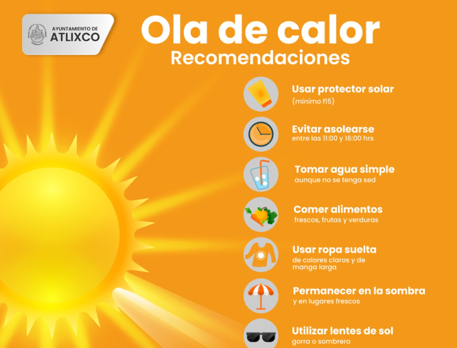 Por altas temperaturas PC Atlixco emite medidas contra el golpe de calor