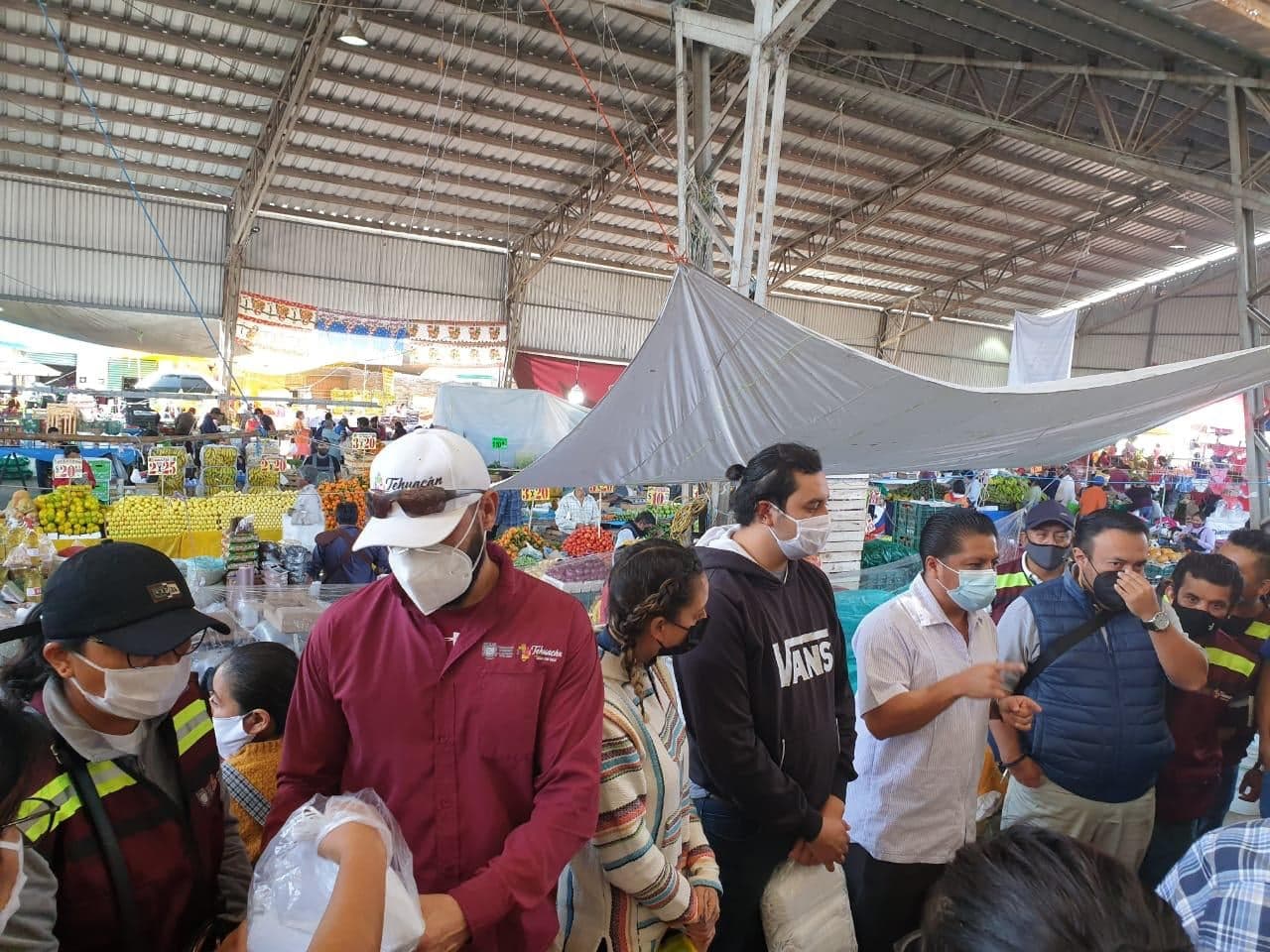 Efectúan operativo anti Covid en el mercado La Purísima de Tehuacán 