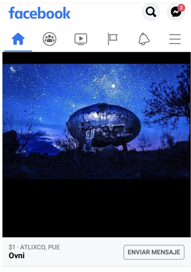 Venden por Facebook el ovni de Atlixco