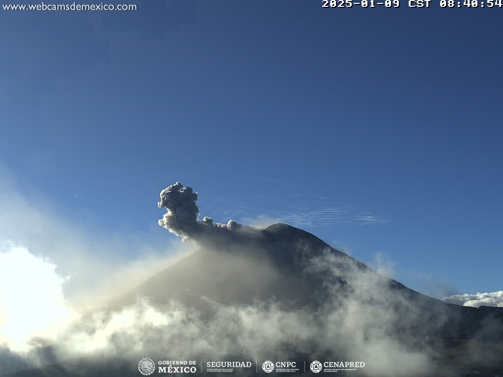 Popocatépetl registra 52 exhalaciones y 187 minutos de tremor