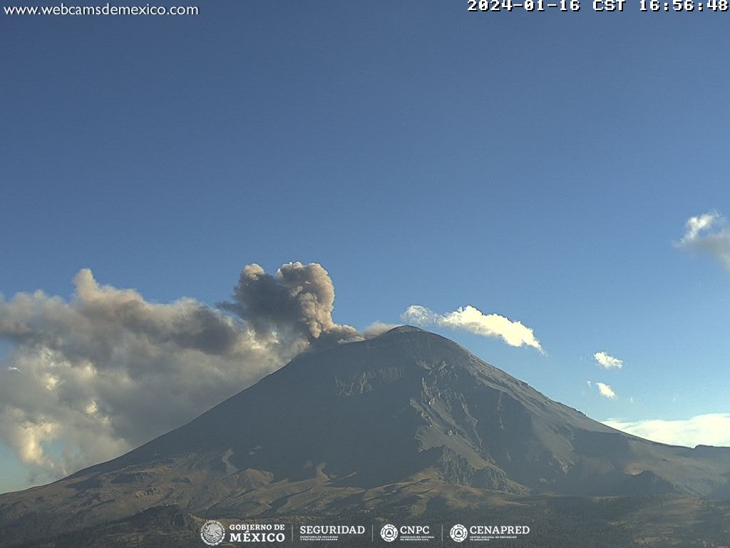 Popocatépetl registra 144 exhalaciones y 372 minutos de tremor