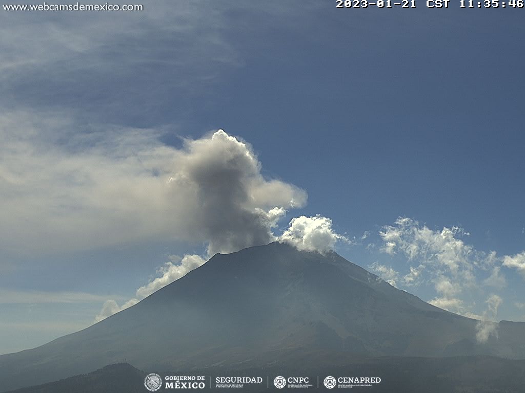 Popocatépetl registra 168 exhalaciones y cuatro explosiones