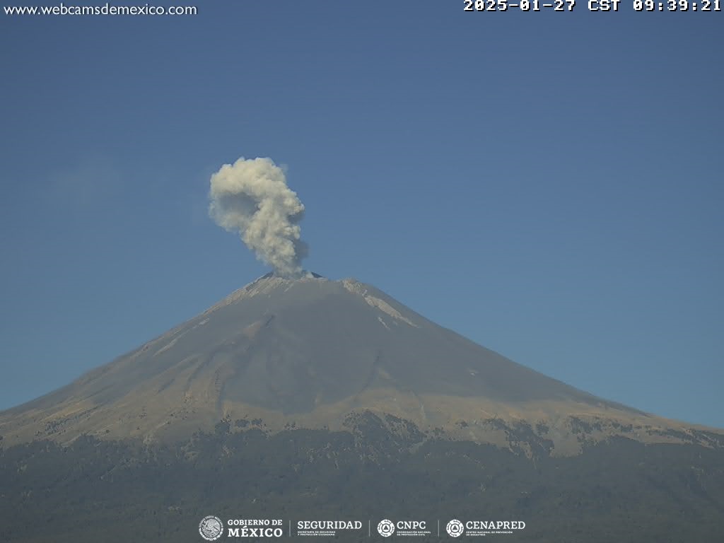 Popocatépetl registra 51 exhalaciones y registraron 320 minutos de tremor