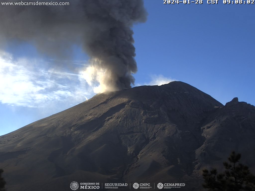 Popocatépetl registra 105 exhalaciones y un sismo volcanotectónico