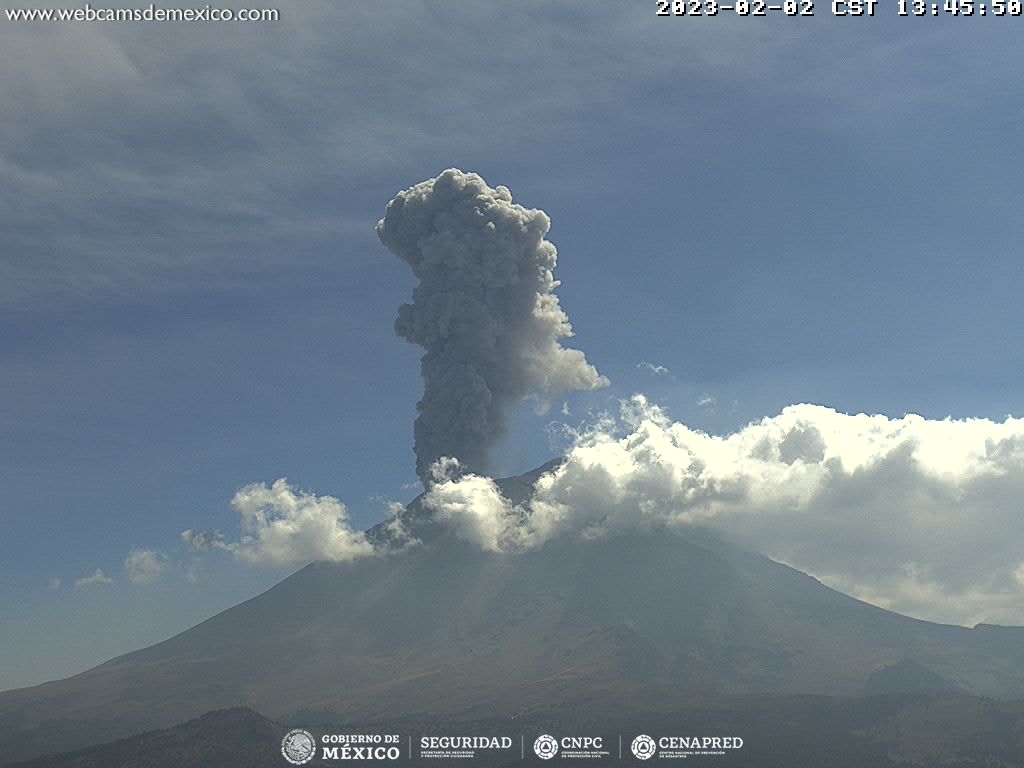 Popocatépetl registra 173 exhalaciones y una explosión