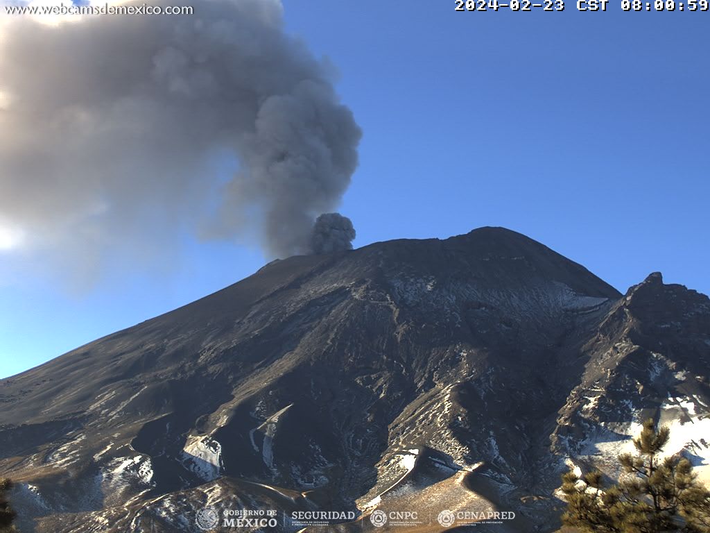 Popocatépetl registra 48 exhalaciones y 1054 minutos de tremor