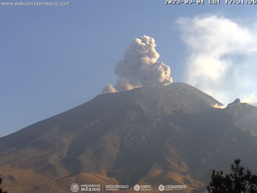 Registran 182 exhalaciones y un sismo en el Popocatépetl