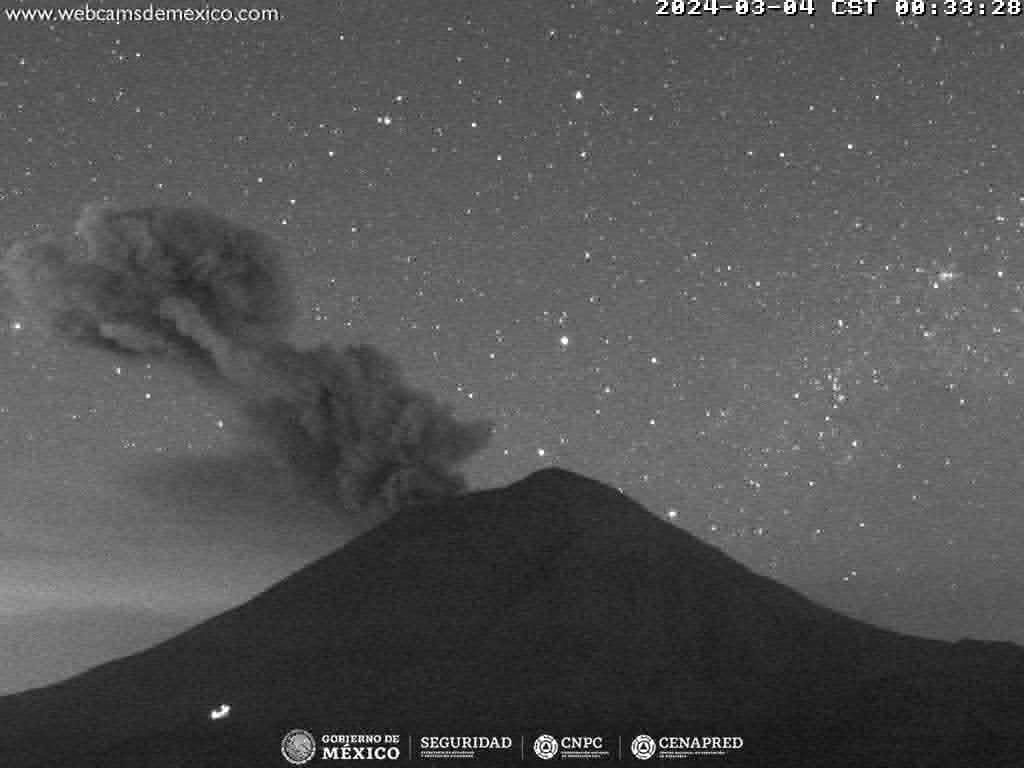 Popocatépetl registra 38 exhalaciones y 1088 minutos de tremor