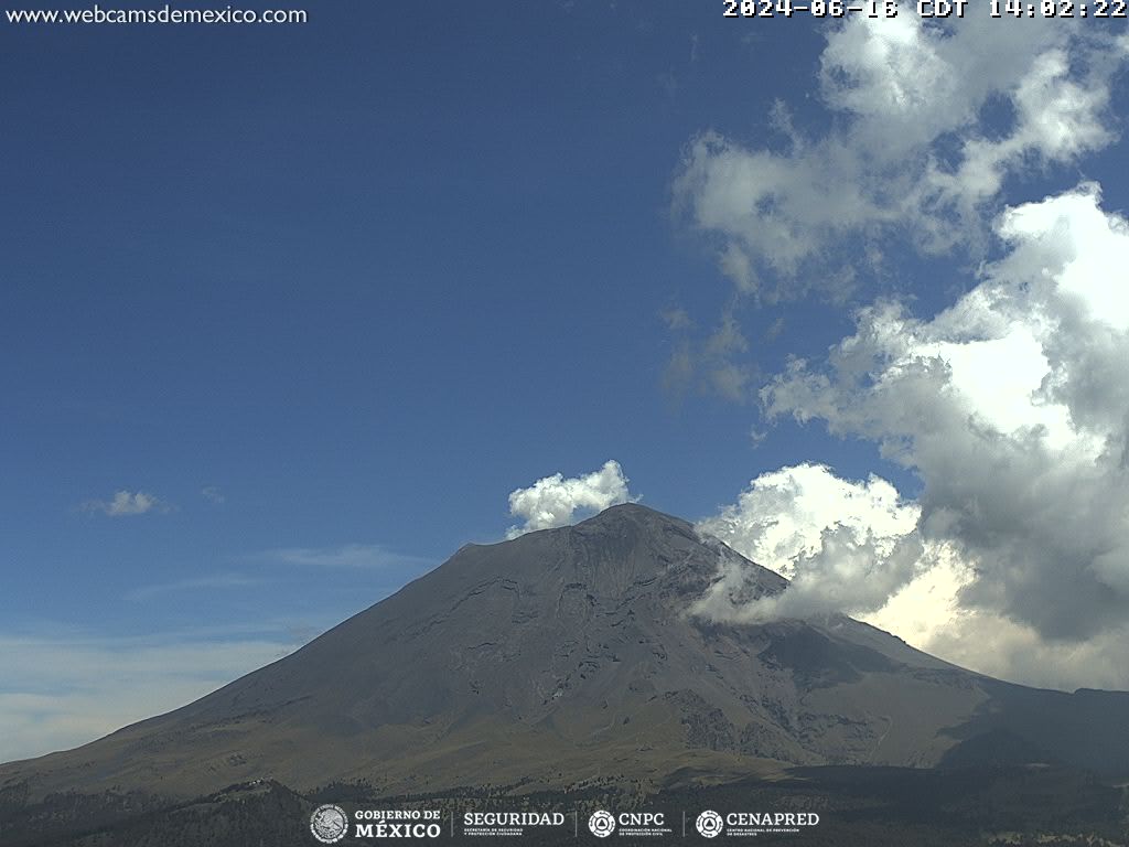 Popocatépetl, en calma; se registran 12 exhalaciones en 24 horas