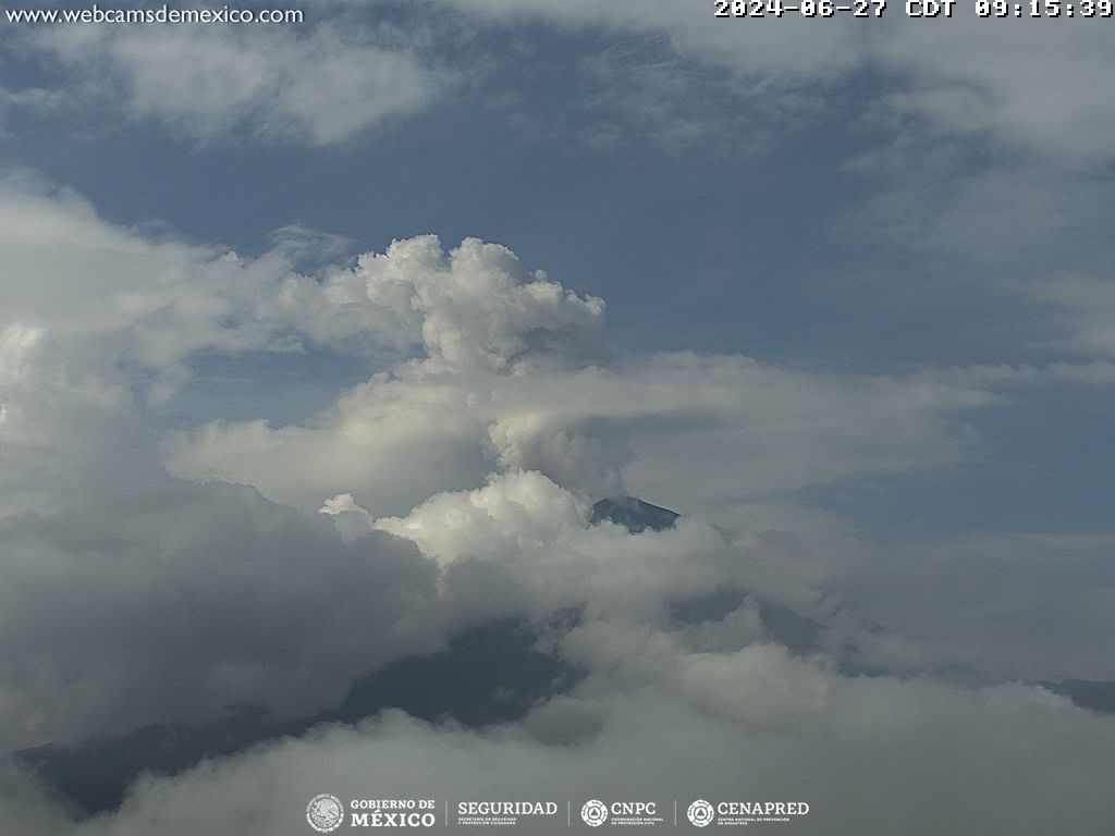 Popocatépetl registra 273 minutos de tremor de baja amplitud
