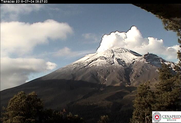 Registra Cenapred 30 exhalaciones y 4 sismos del Popocatépetl