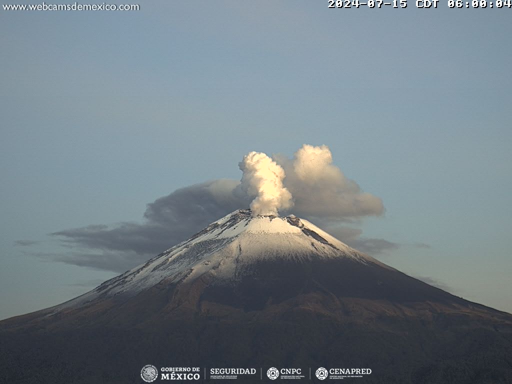 Popocatépetl sigue en calma; registra cinco exhalaciones