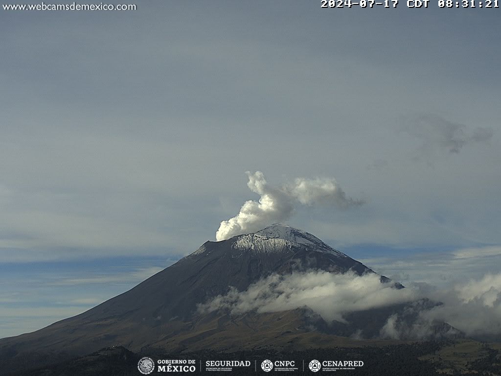 Popocatépetl registra 19 exhalaciones en 24 horas