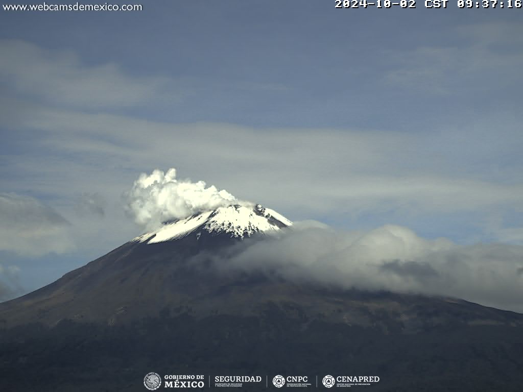 Popocatépetl sigue en calma con 14 exhalaciones