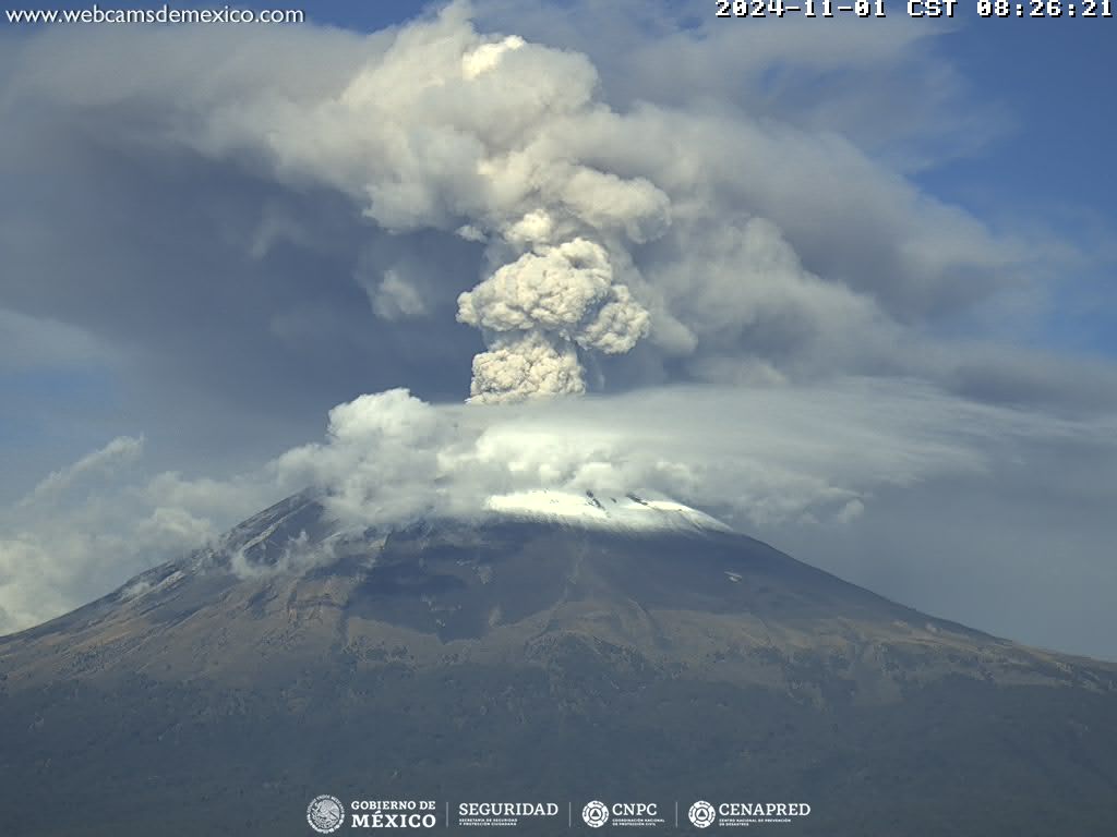 Popocatépetl registra solo cinco exhalaciones pero 1400 minutos de tremor