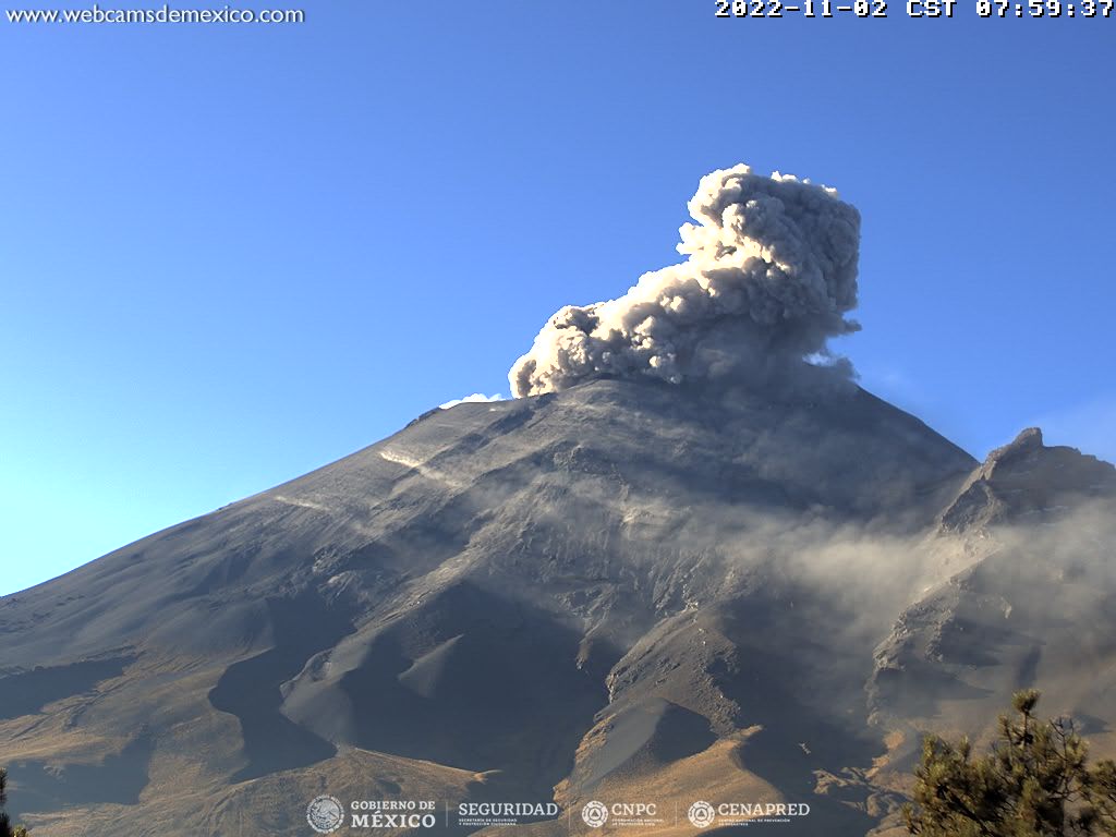 Popocatépetl registra 48 exhalaciones y 313 minutos de tremor en 24 horas