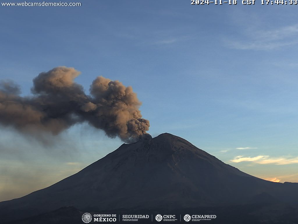 Popocatépetl, en calma con 11 exhalaciones y 208 minutos de tremor