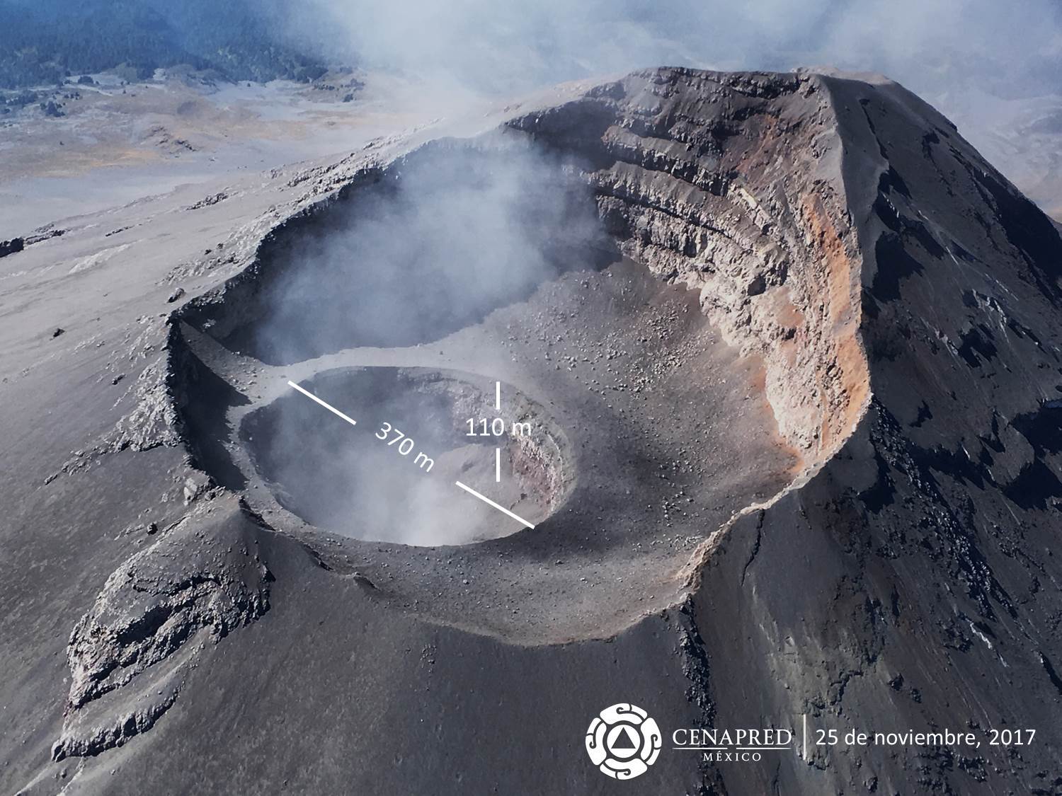 Aumenta tamaño del cráter del Popocatépetl, confirma Cenapred
