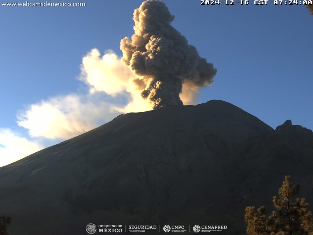 Cae ceniza del Popocatépetl en Hueyapan, Morelos