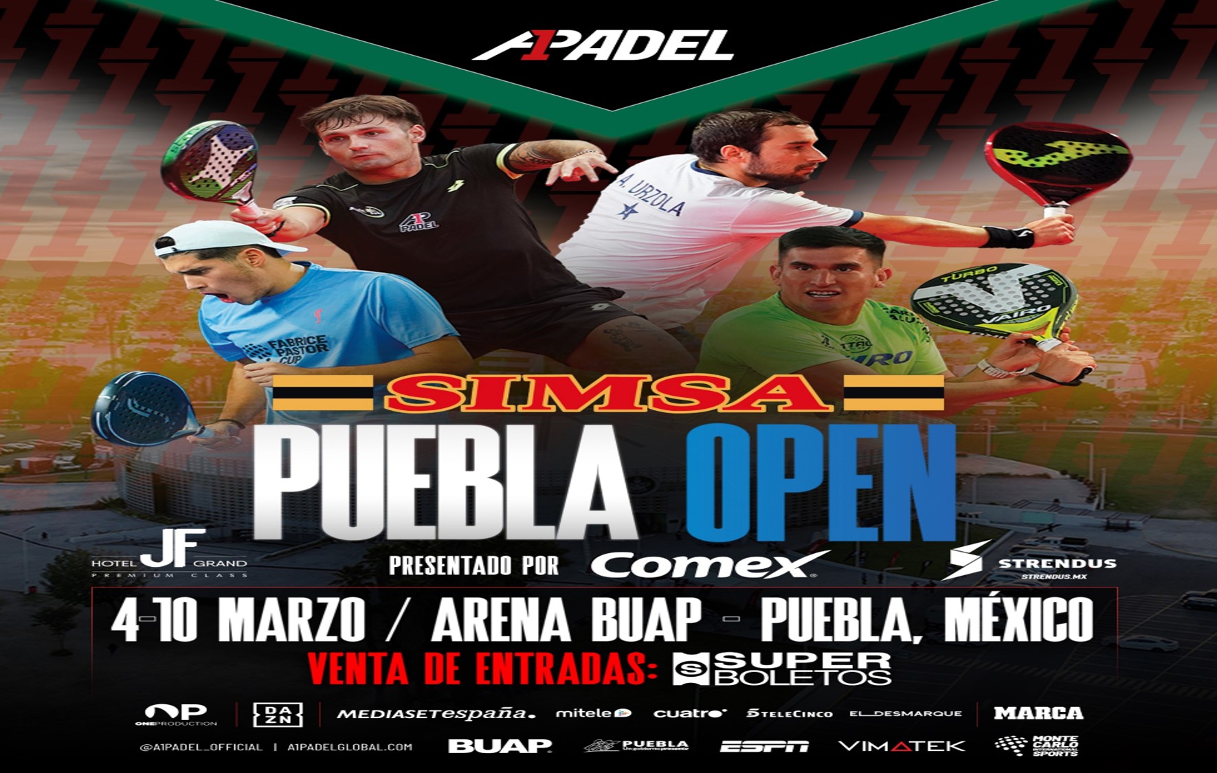 Este lunes arranca en la Arena BUAP el Torneo A1 Pádel-BUAP