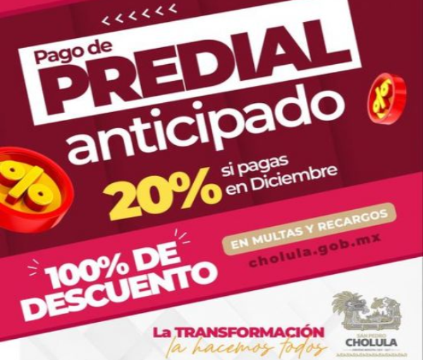 Este domingo, se habilitará cobro de predial en San Pedro Cholula