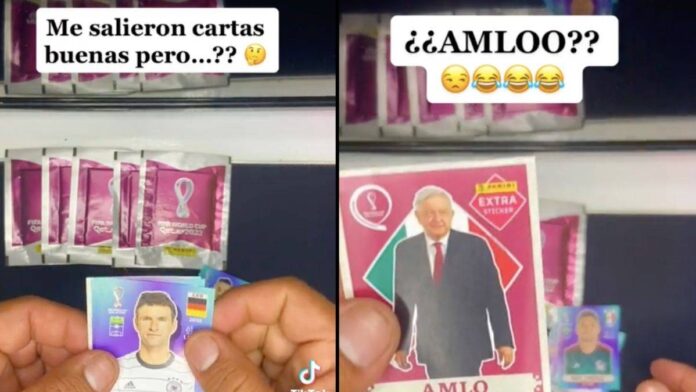 Compra sobres para álbum de Qatar 2022 y le sale AMLO