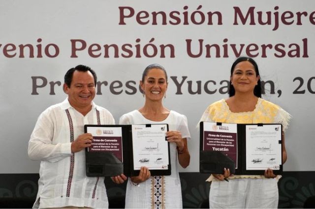 Claudia Sheinbaum lanza pensión universal para personas con discapacidad en Yucatán