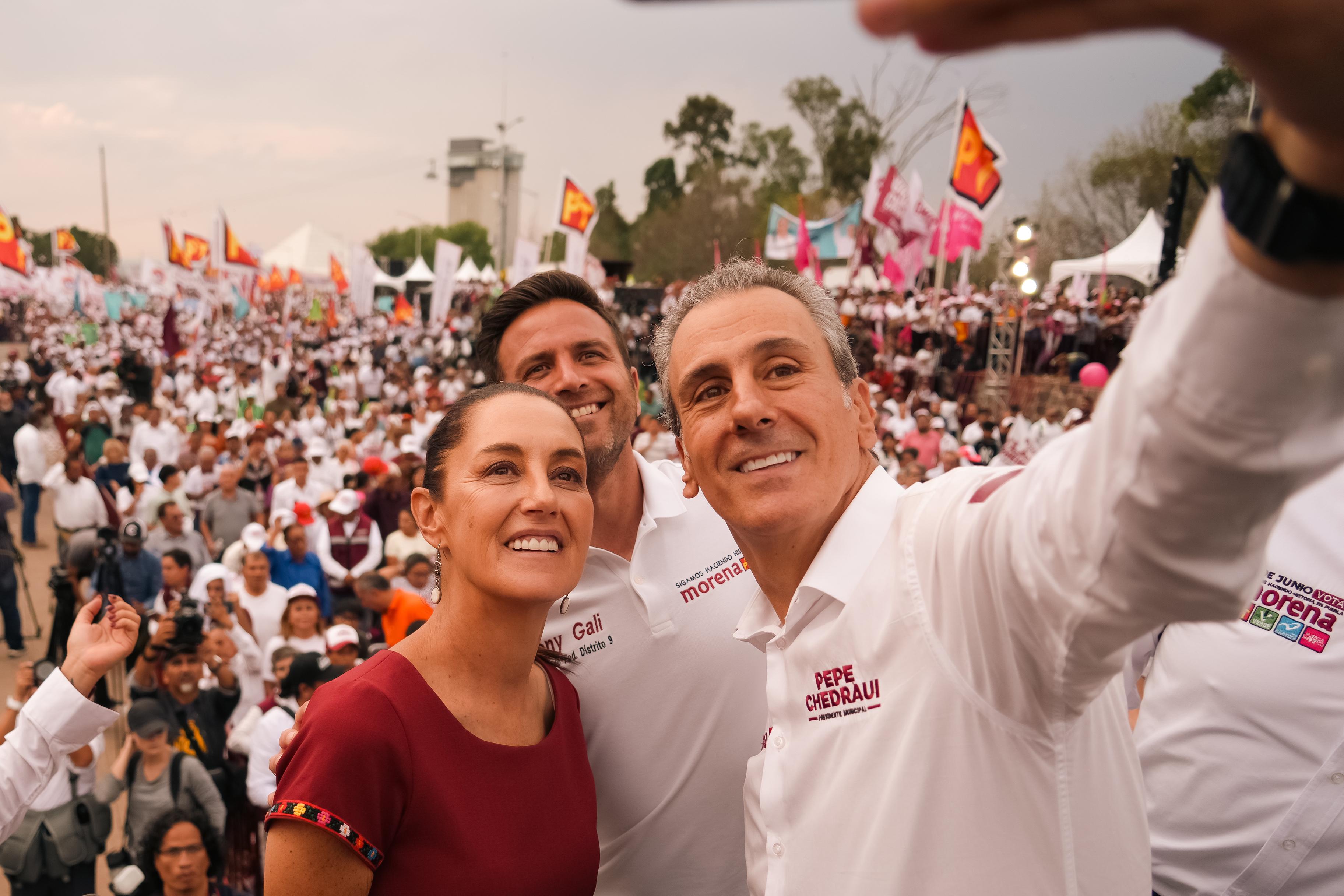 Arrasan Sheinbaum, Chedraui y Armenta en Puebla