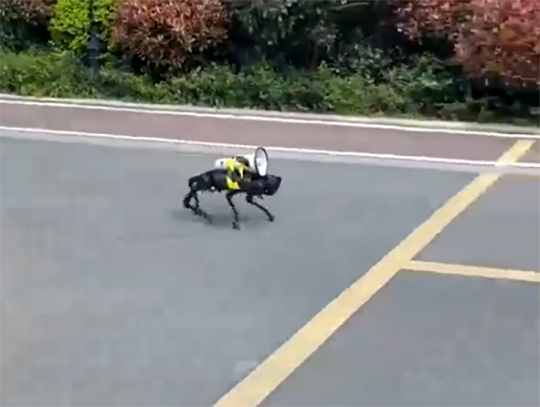 VIDEO Perro robot vigila calles de Shanghái tras nuevo confinamiento
