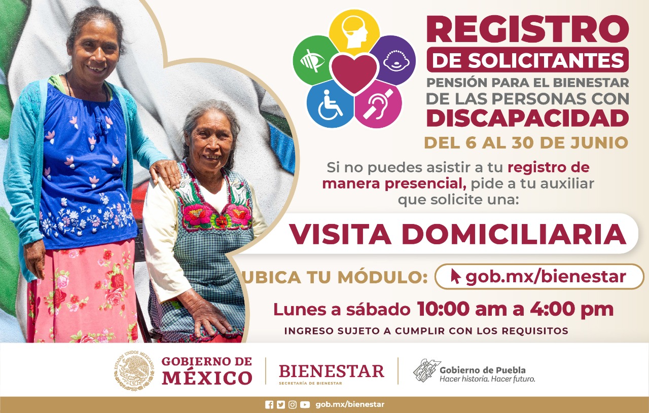 En Puebla inicia registro a Pensión para el Bienestar de personas con discapacidad