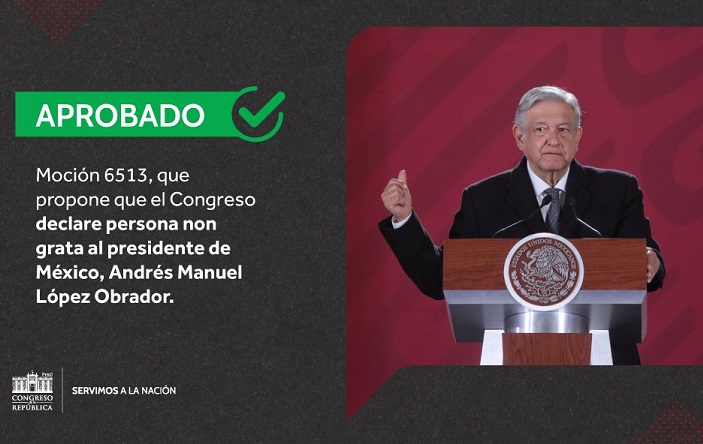 Oficial: Congreso de Perú declara persona non grata a López Obrador