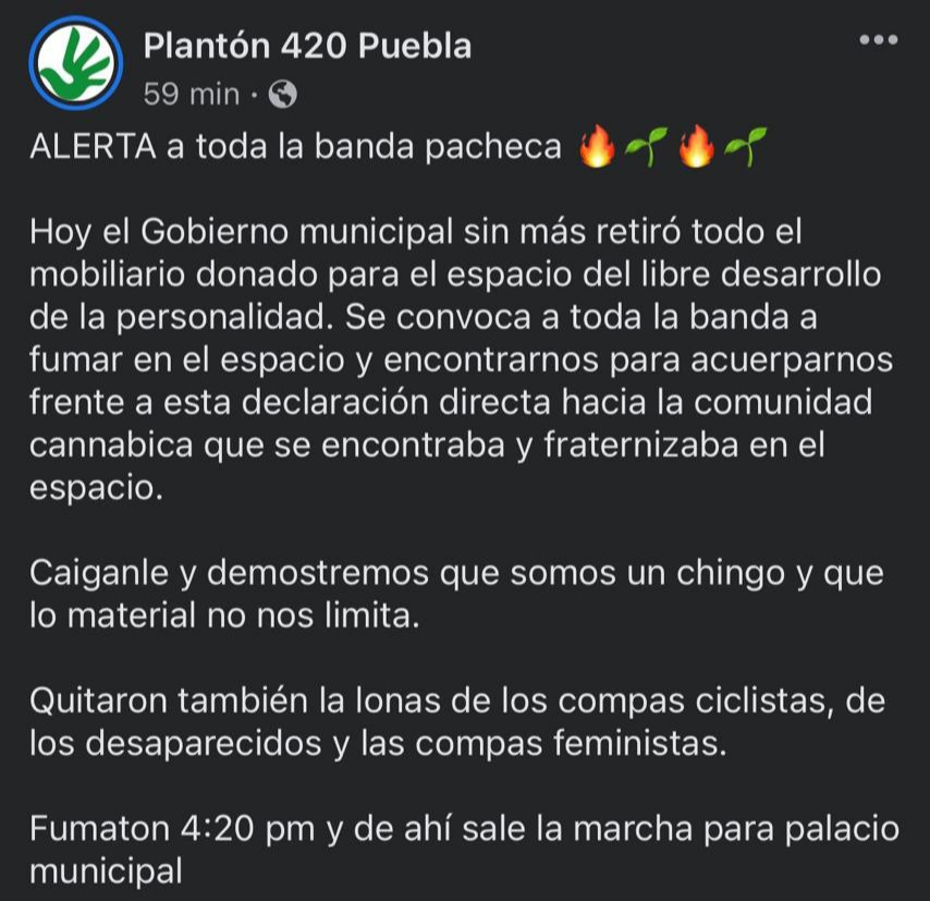 Jóvenes convocan a marcha para defender el uso recreativo de la marihuana en Puebla 